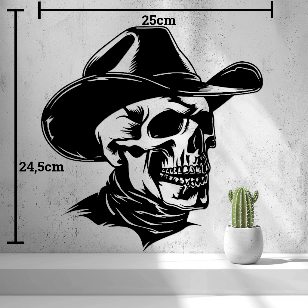 2d Skull With Cowboy Hat Wall Art - thumbnail 5